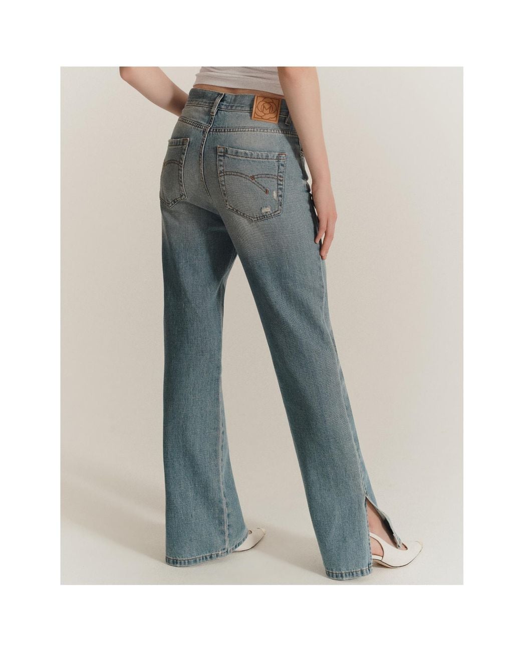 Marella Blue Wide-Leg Cross Denim Jeans