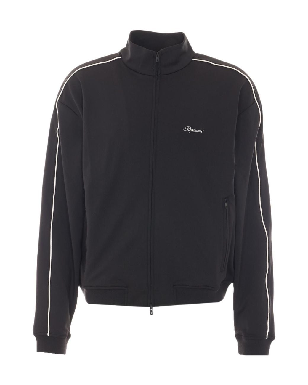 Represent Blue Logo Embroidered Zipped Sweatshirt for men