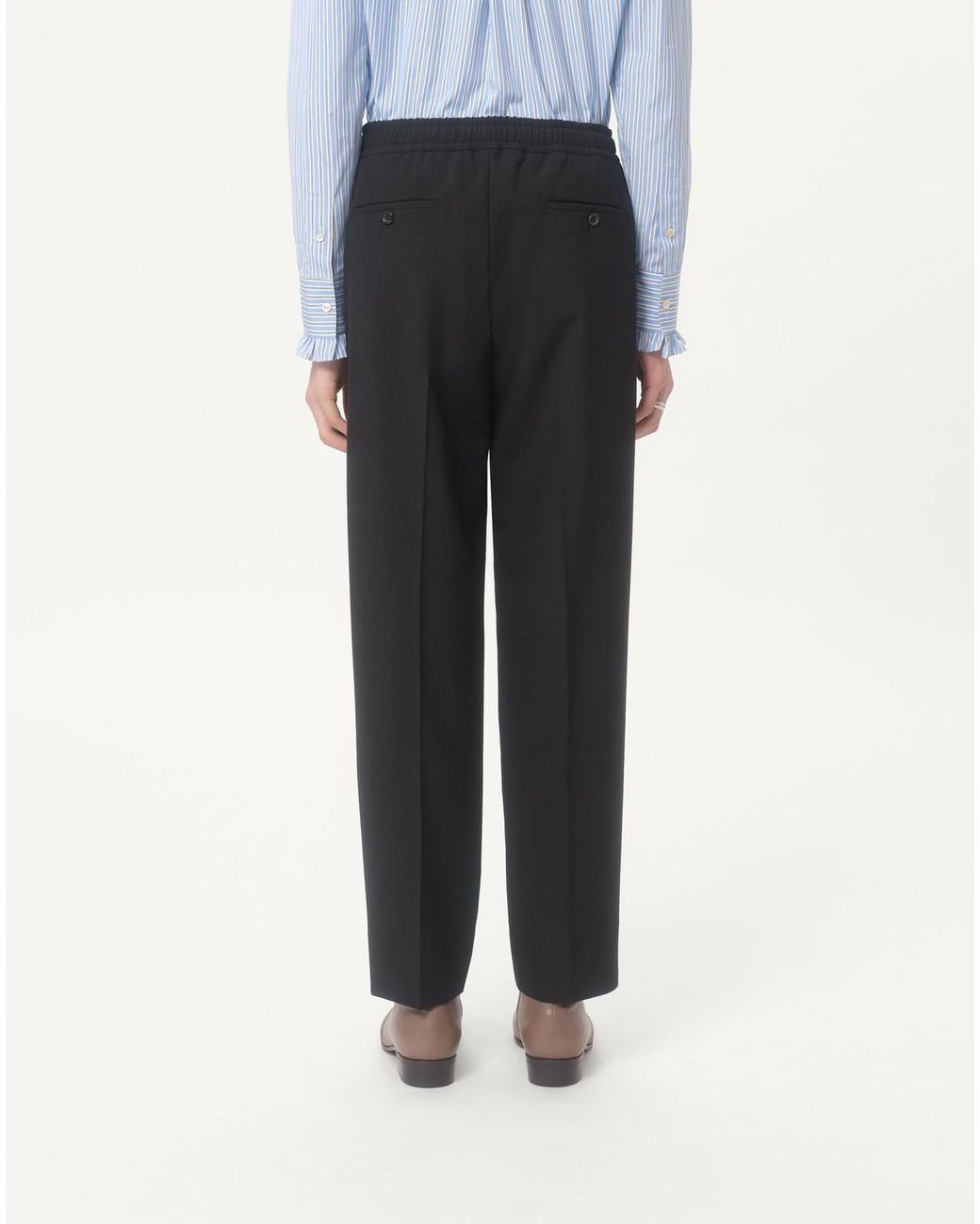 Valentino Gray Pleat Detailed Drawstring Pants for men