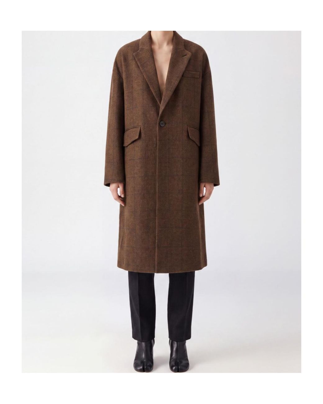 Maison Margiela Brown Oversized Check Cocoon Coat
