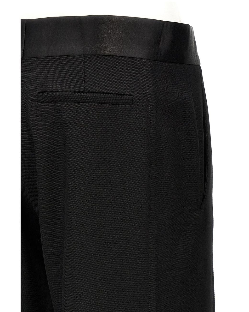 Victoria Beckham Black Wide-Leg Satin-Trim Trousers