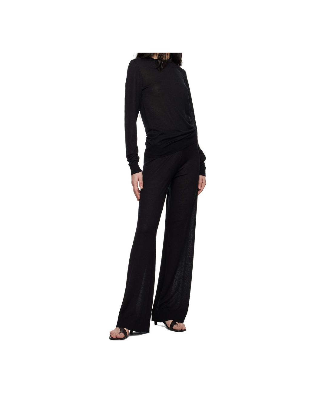 Totême Black Totême Ribbed Hem Crewneck Knitted Jumper