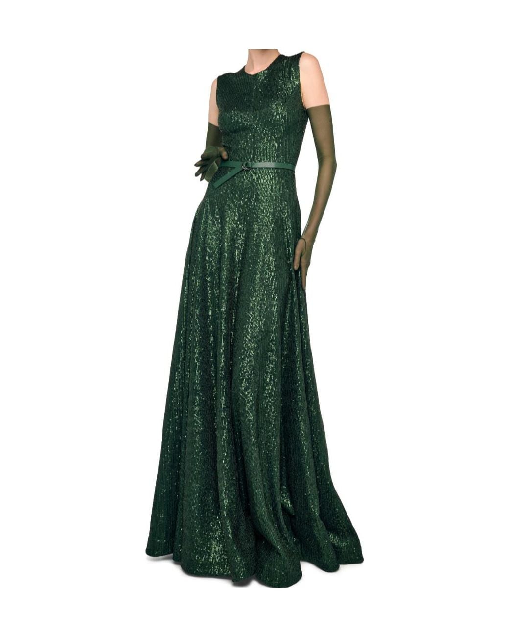 Norma Kamali Green Grace Sequined Maxi Dress