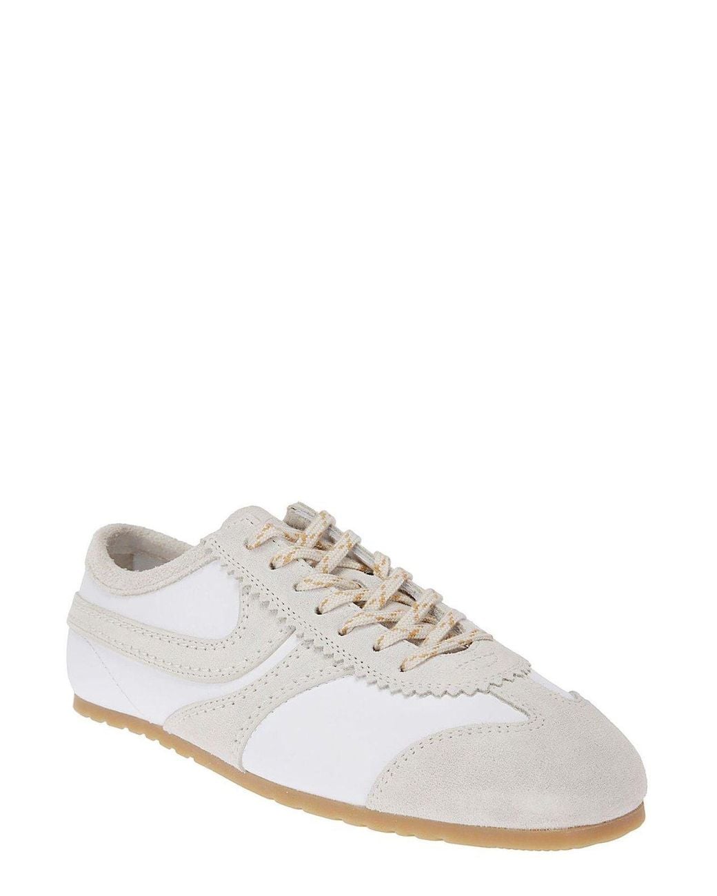 Dries Van Noten White Round Toe Lace-Up Sneakers
