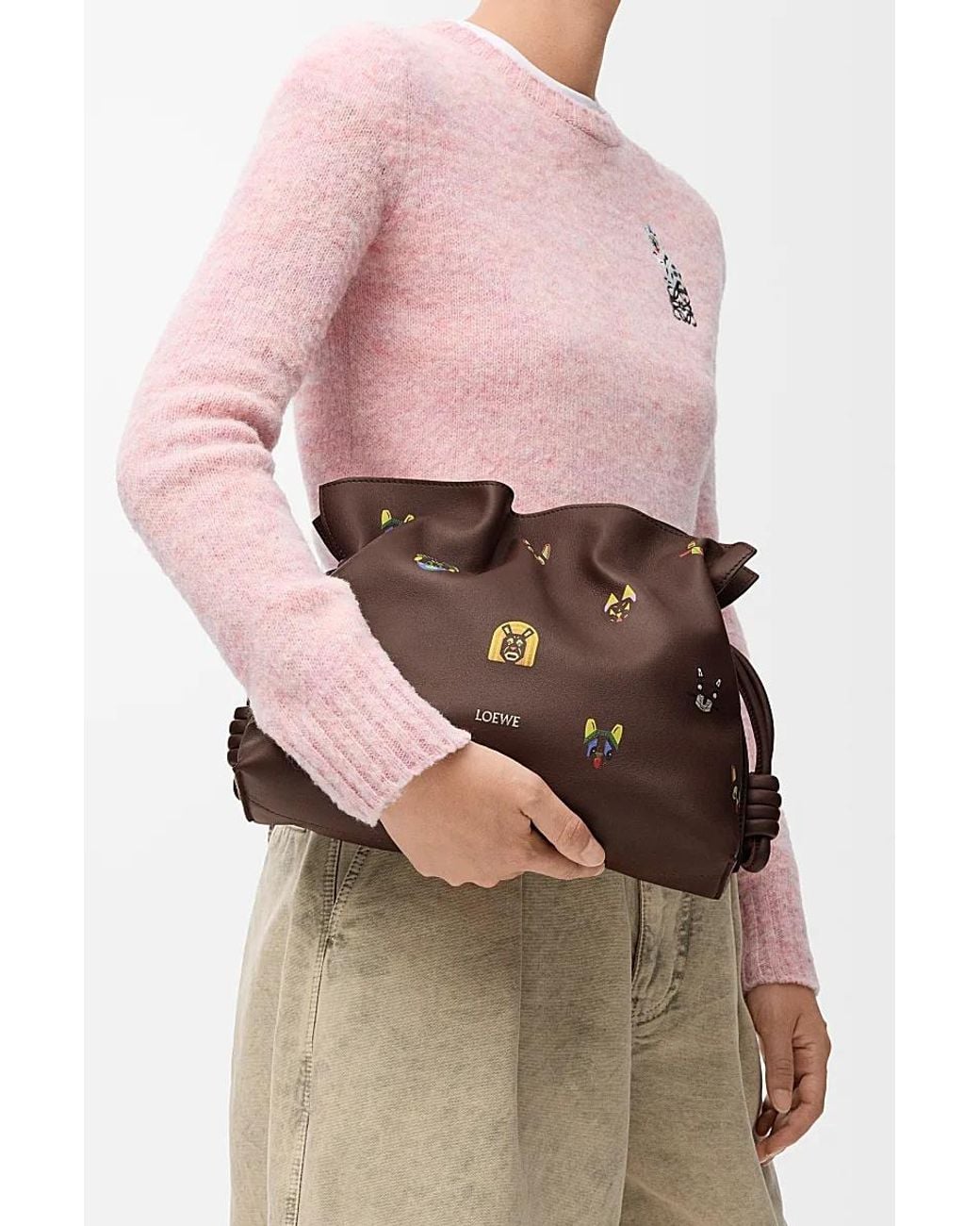 Loewe Brown X Louis Wain Medium Leather Flamenco Shoulder Bag