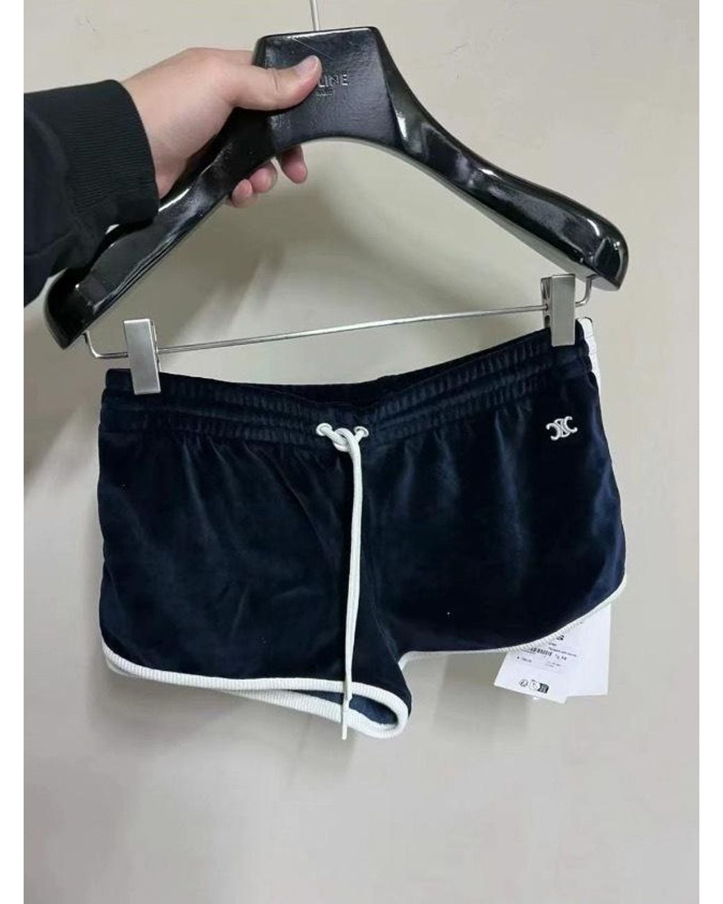 Céline Blue Triomphe Mini Shorts
