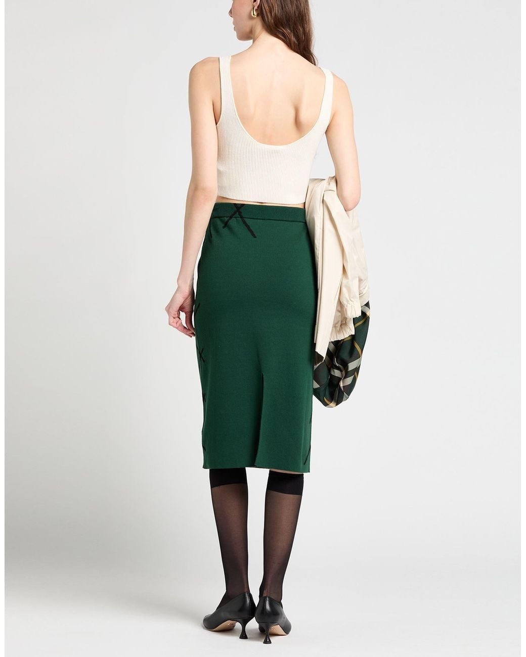 Burberry Green Midi Skirt