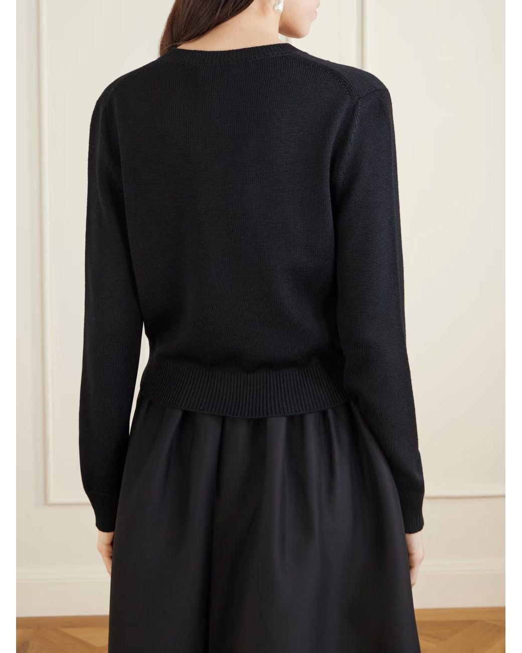 Erdem Black Embellished Merino Wool Cardigan