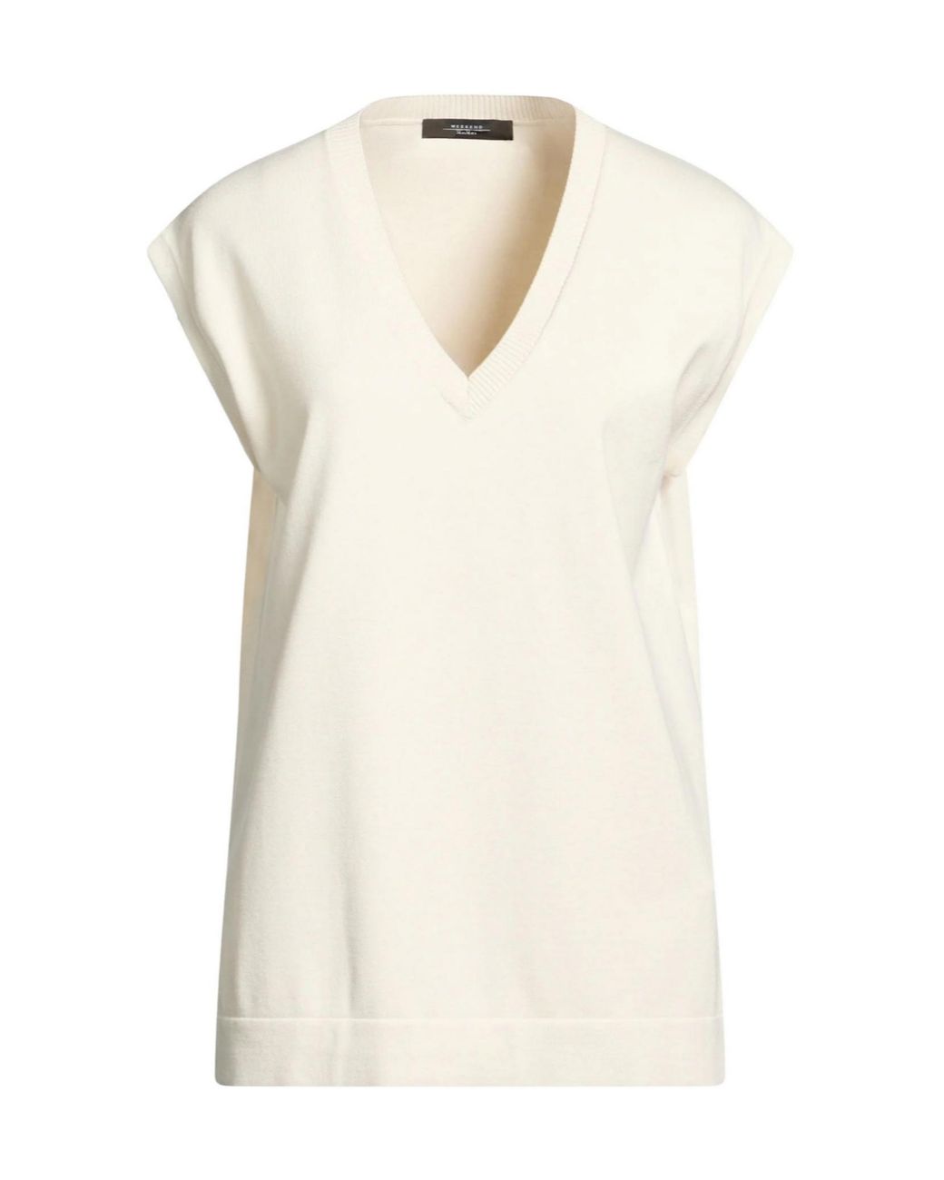 Weekend by Maxmara White Sleeveless Vneck Knit Top
