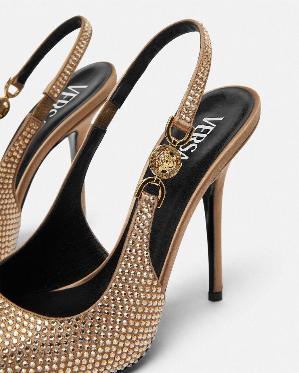 Versace White 110Mm Rhinestone Slingback Pumps