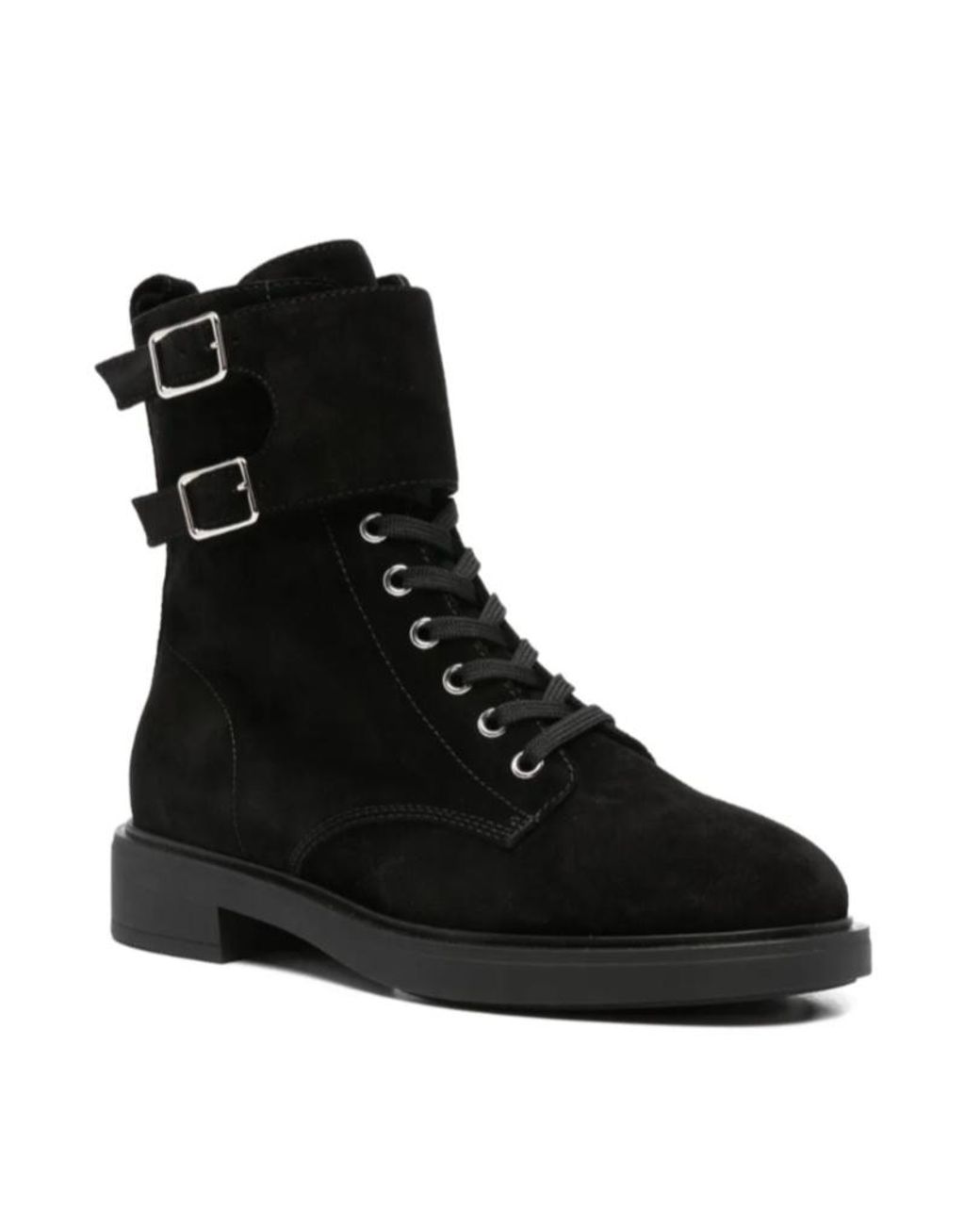 Gianvito Rossi Black Buckled Lace-Up Boots