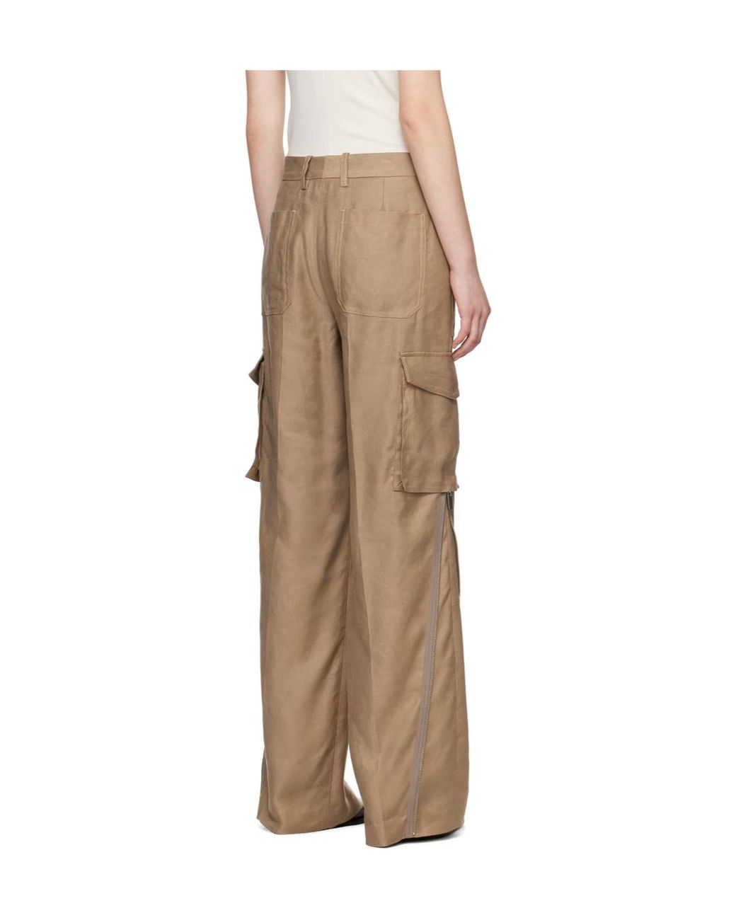 Helmut Lang Natural Cargo Carpenter Zipper Casual Pants