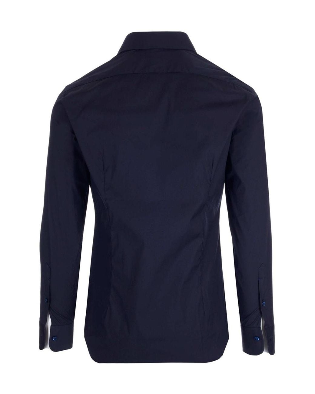 Barba Napoli Blue Long-Sleeved Straight Hem Shirt for men