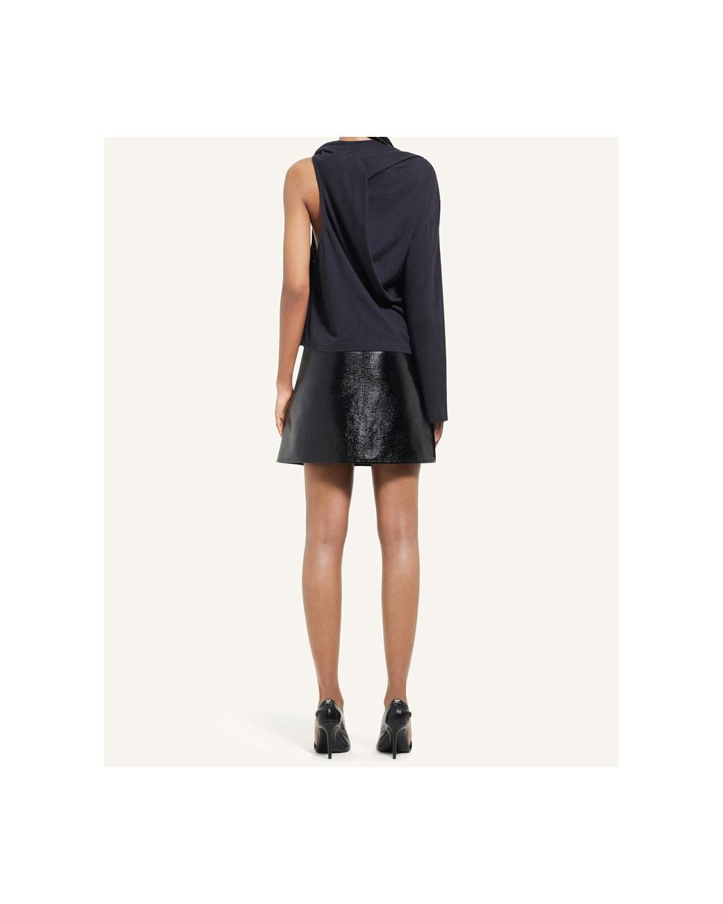 Courreges Black Oblique Vinyl Mini Skirt