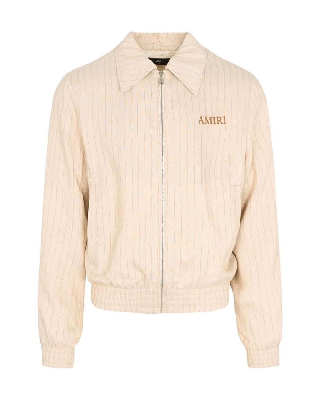 Amiri Natural Pinstripe Zip-Up Jacket for men