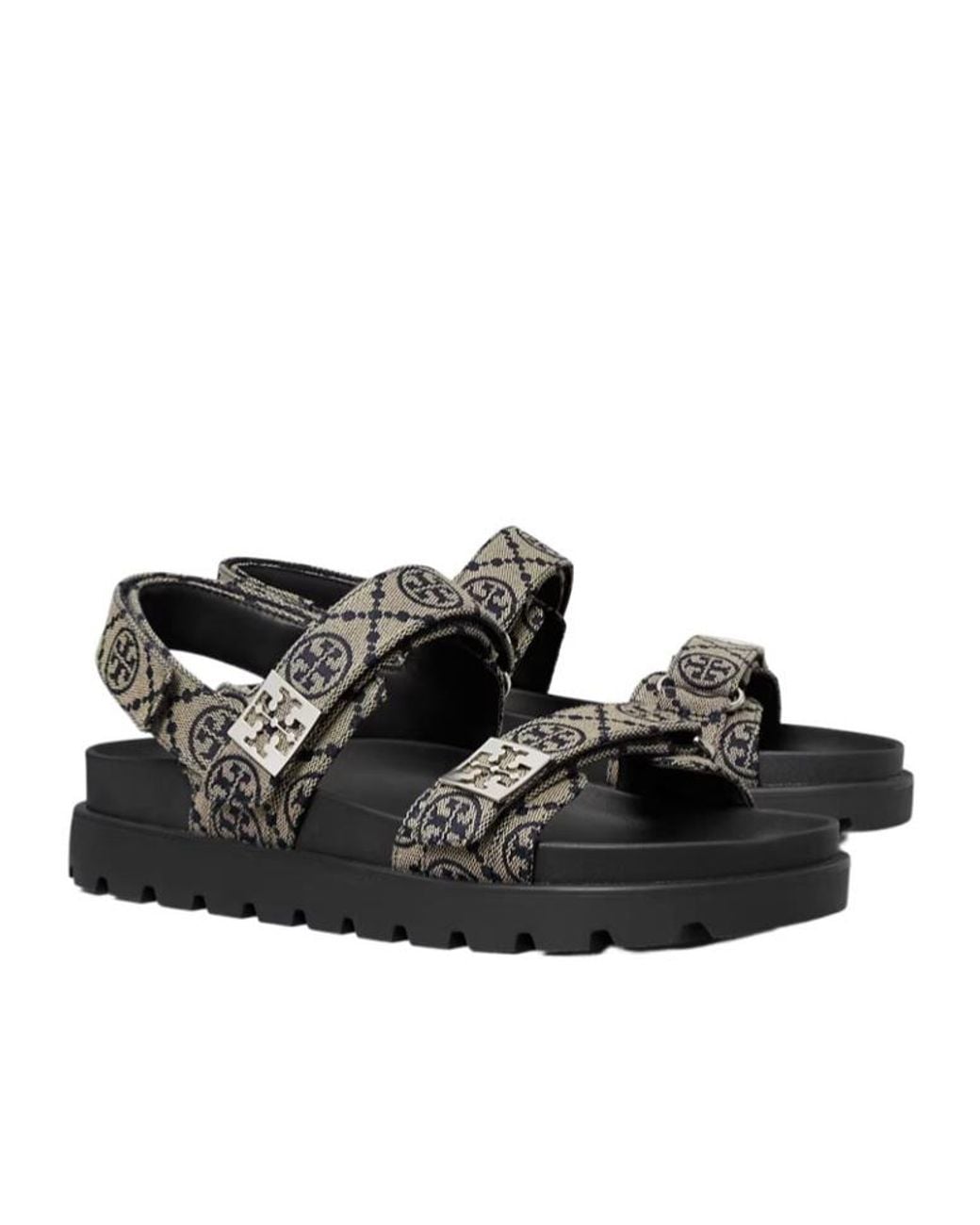 Tory Burch Black T Monogram Mellow Sport Sandals