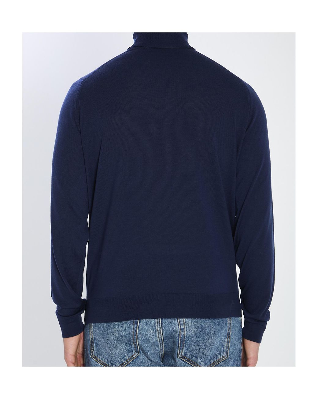 John Smedley Blue Cherwell Turtleneck Sweater for men