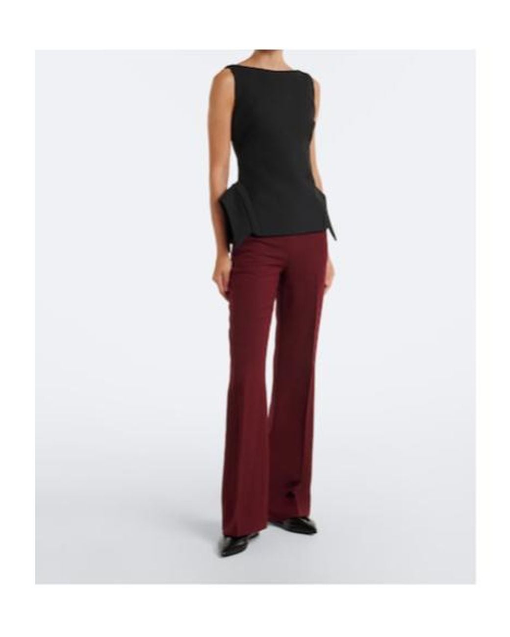 Roland Mouret Red Wool And Silk Wide-Leg Pants