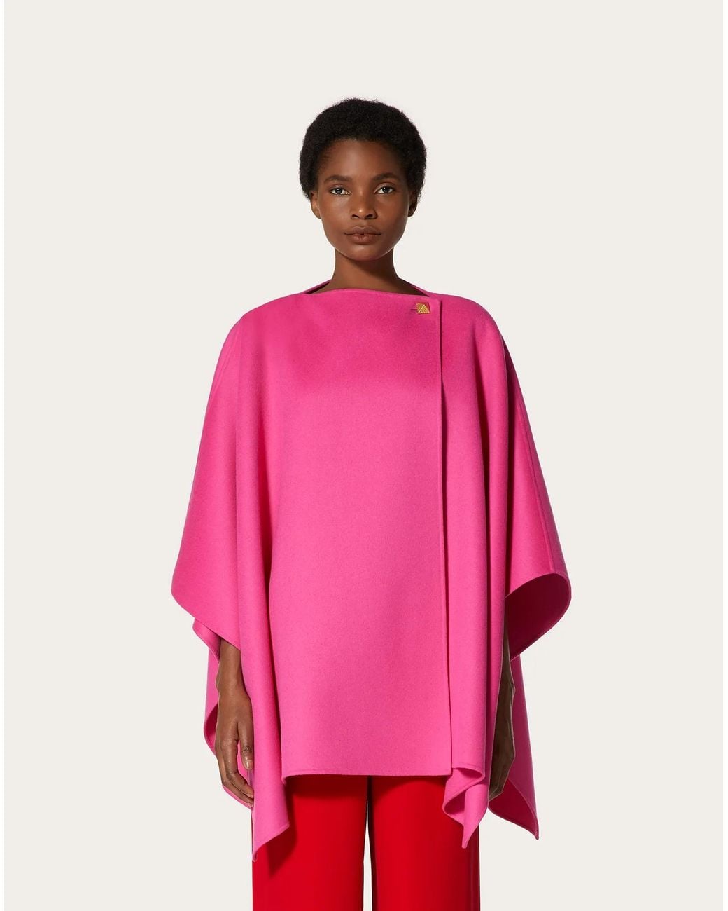 Valentino Pink Draped Button Cape