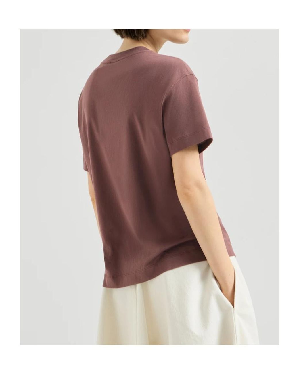 Brunello Cucinelli Purple Cotton Jersey T-Shirt With Shiny Tab