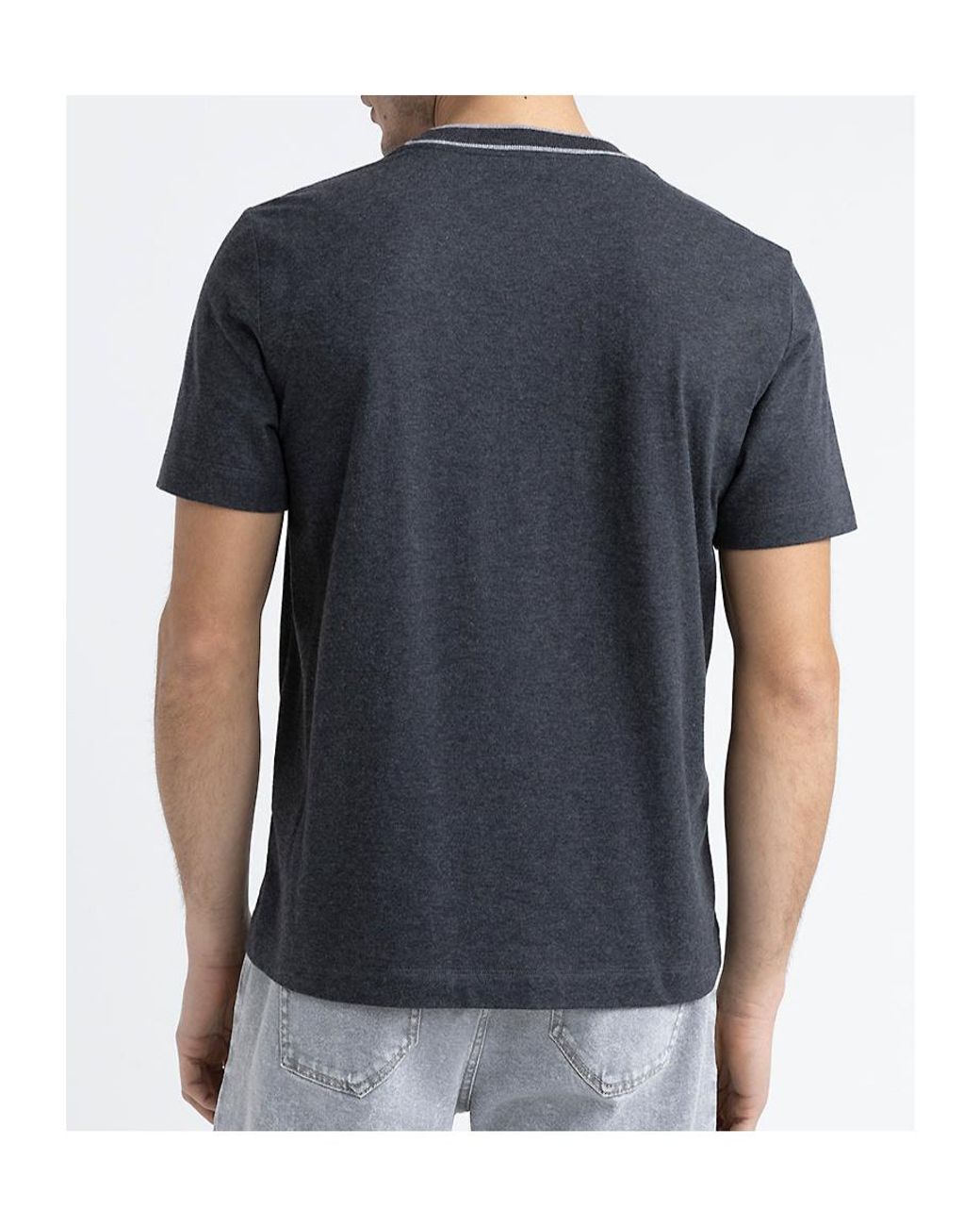 Peserico Blue Contrasting-Collar T-Shirt for men