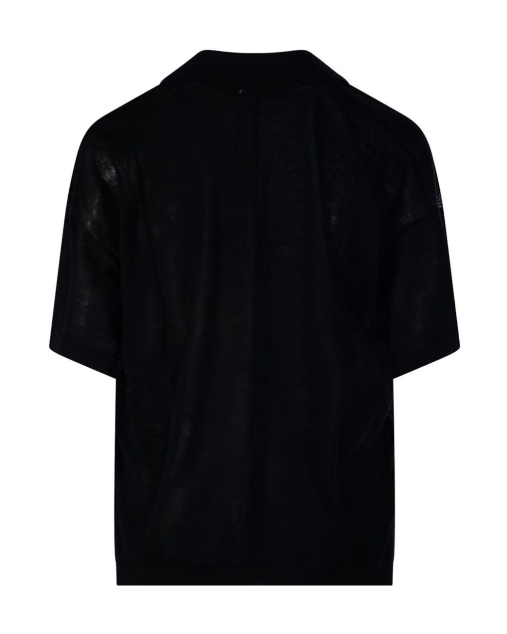 Roberto Collina Black Sheer Polo Knitted Top