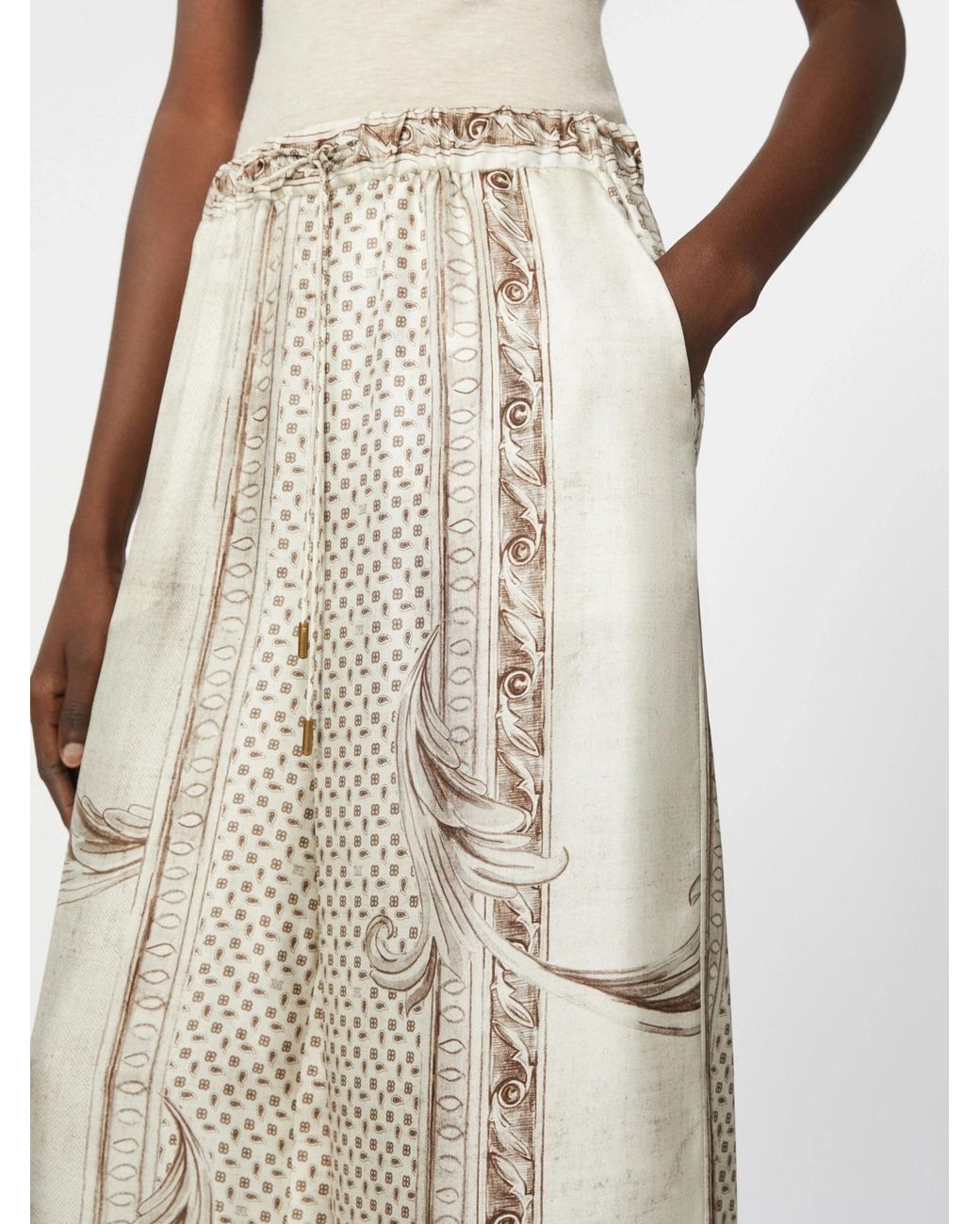 Max Mara Natural Rive Wide-Leg Printed Pants