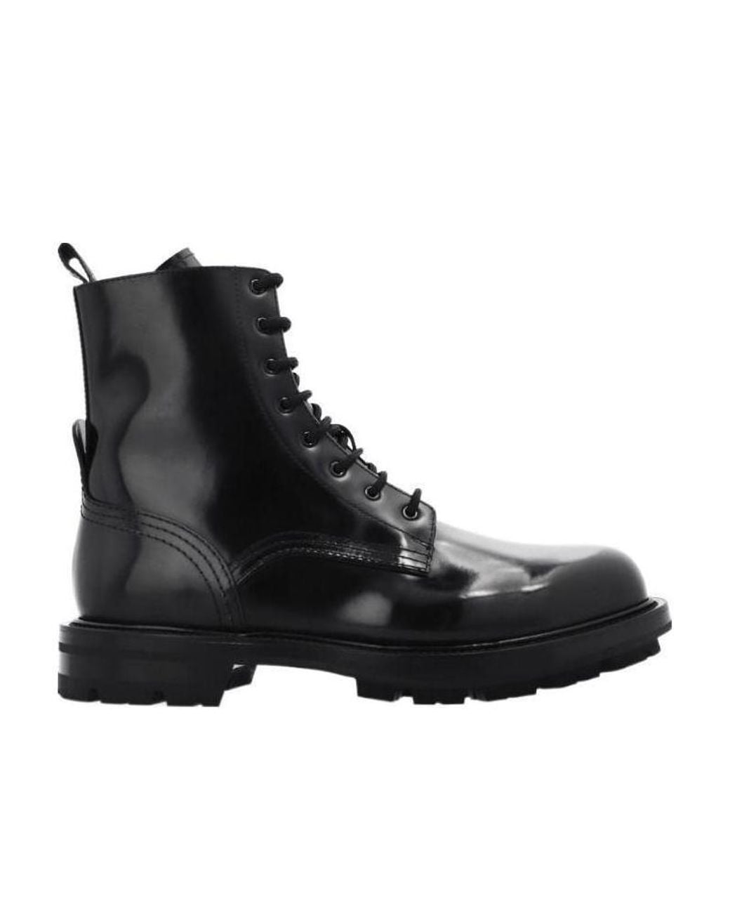 McQueen Black Ankle Lace-Up Boots for men