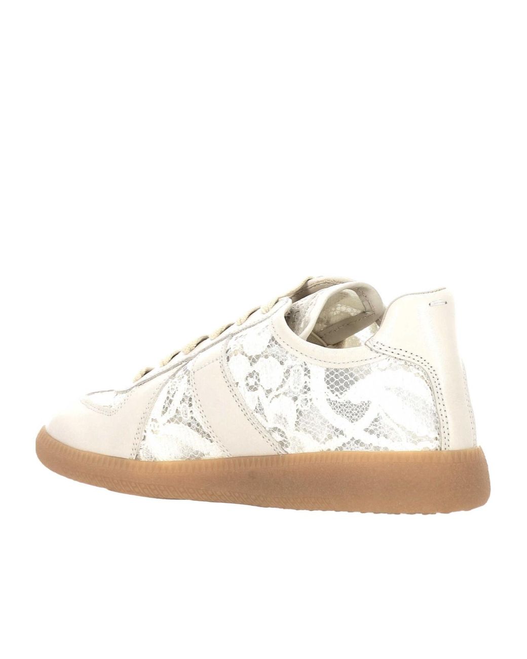 Maison Margiela White Replica Lace-Panel Sneakers