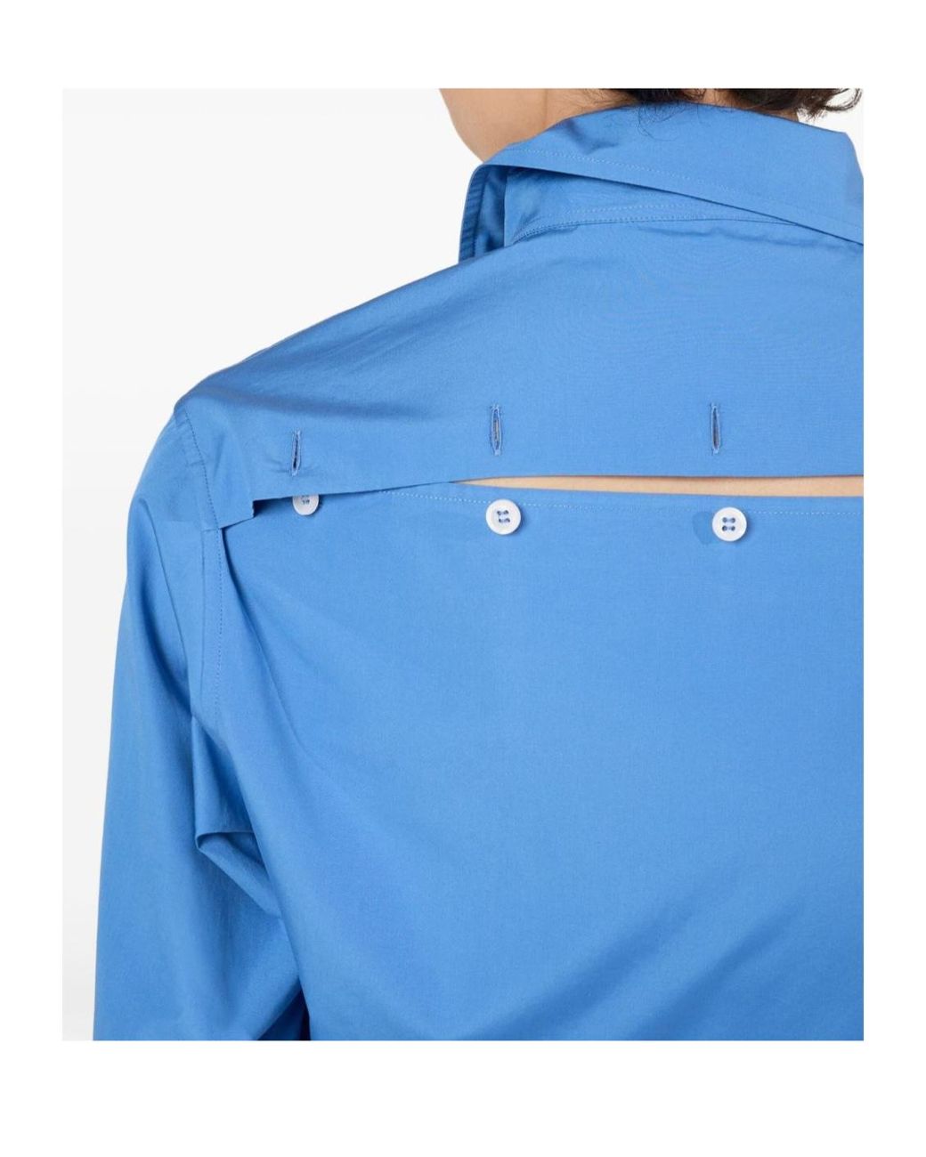 Miu Miu Blue Logo-Embroidered Button-Up Shirt