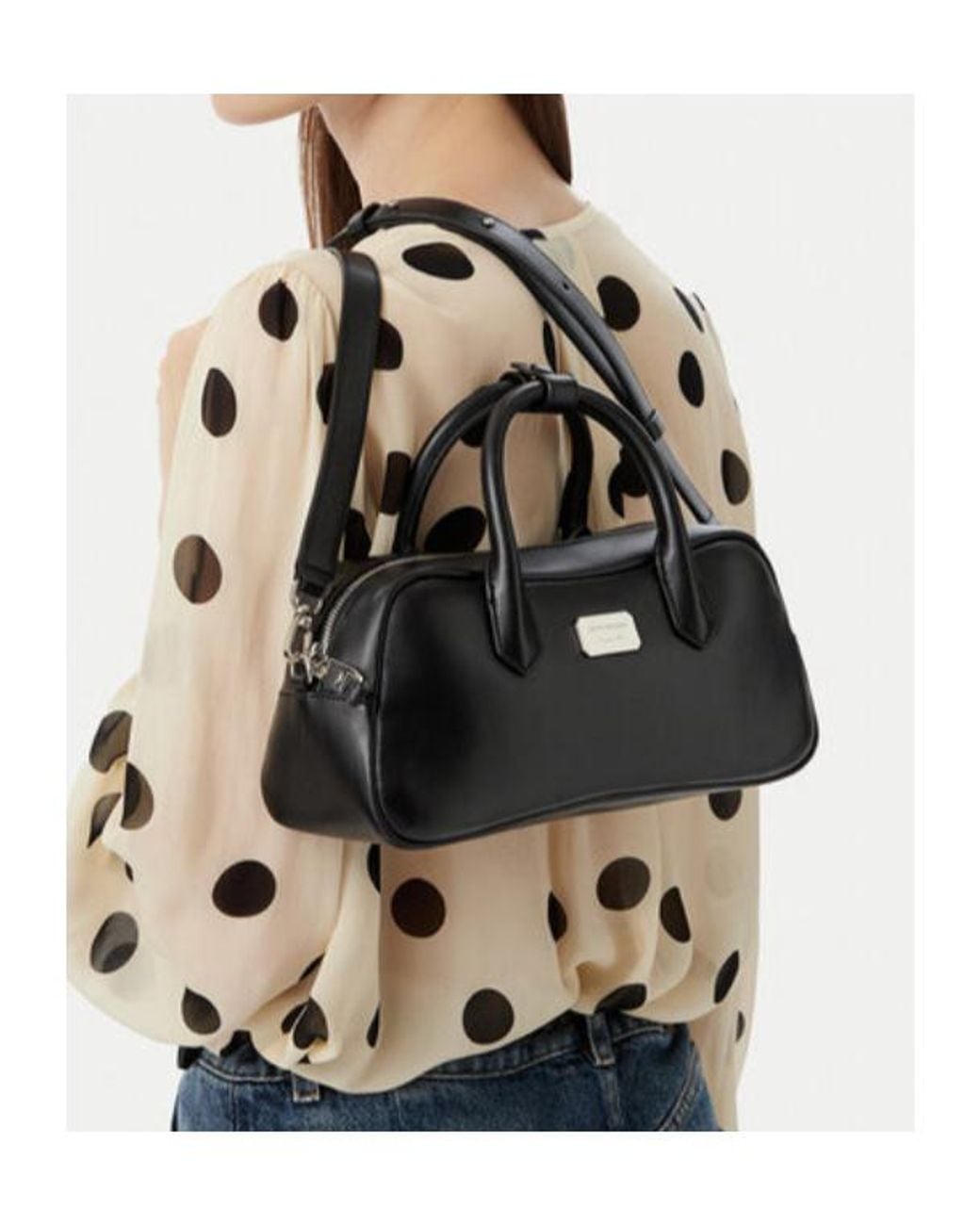 Emporio Armani Black Logo-Plaque Leather Tote Bag