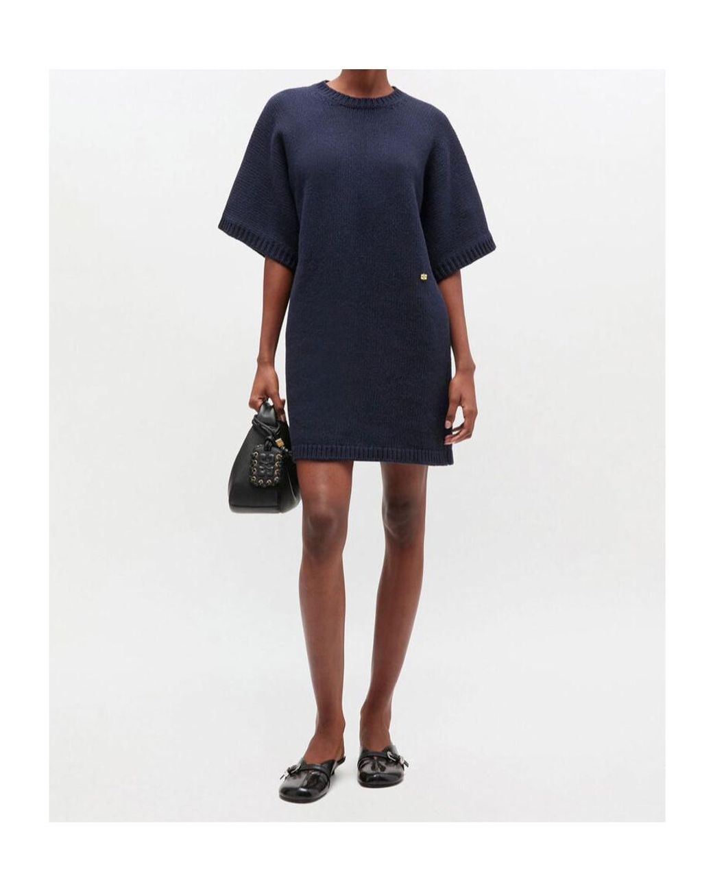 Ganni Blue Dark Wool Mix Dress