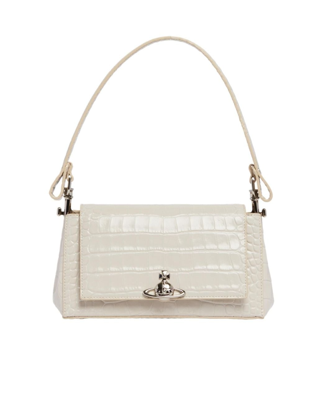 Vivienne Westwood White Orb Plaque Embossed Tote Bag