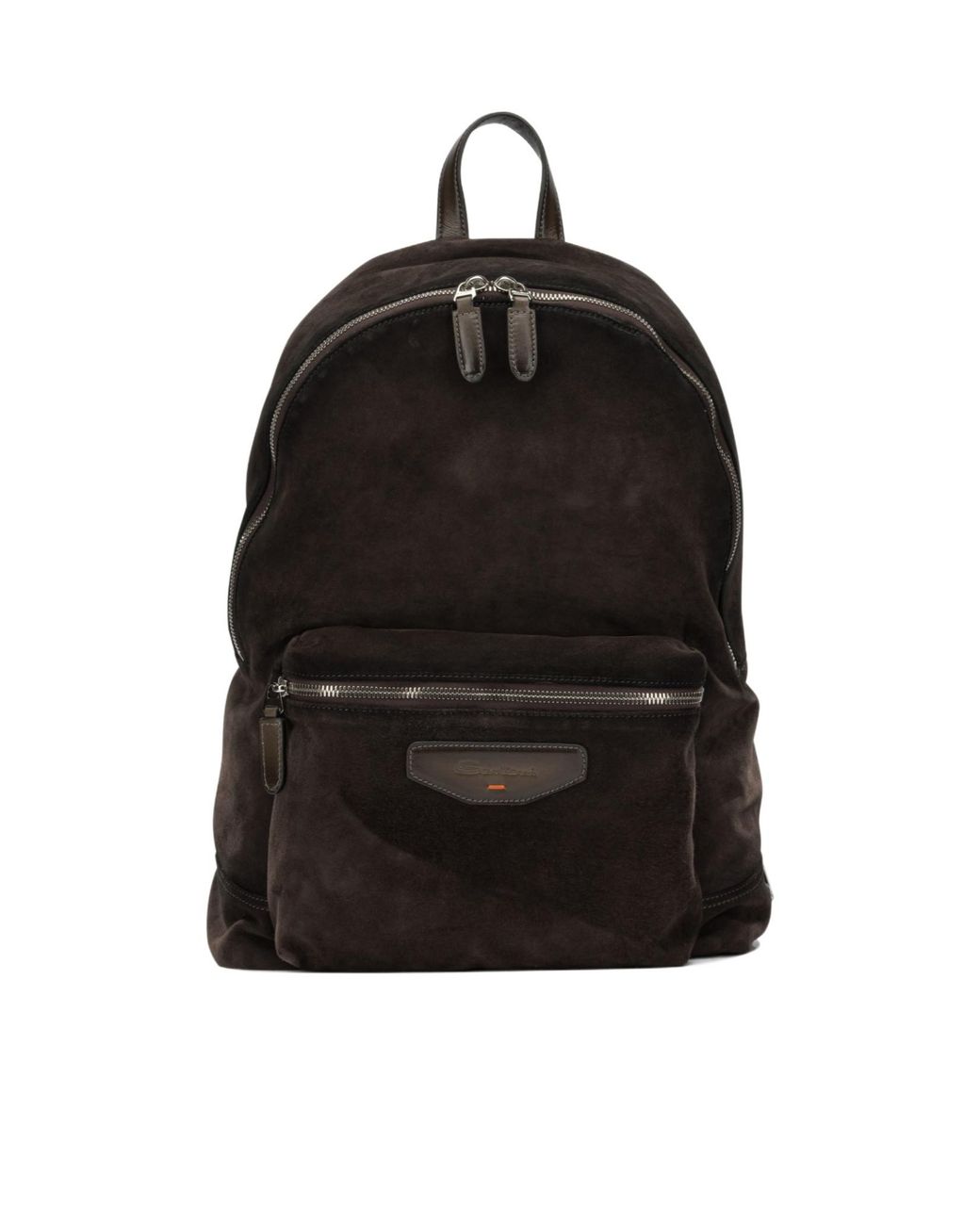 Santoni Black Suede Zip Backpack for men