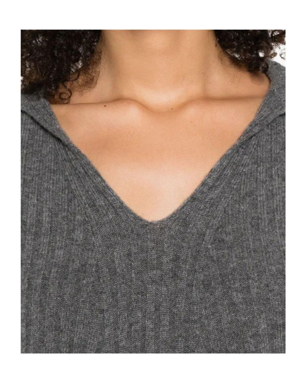 Twinset Gray Ribbed Jumper