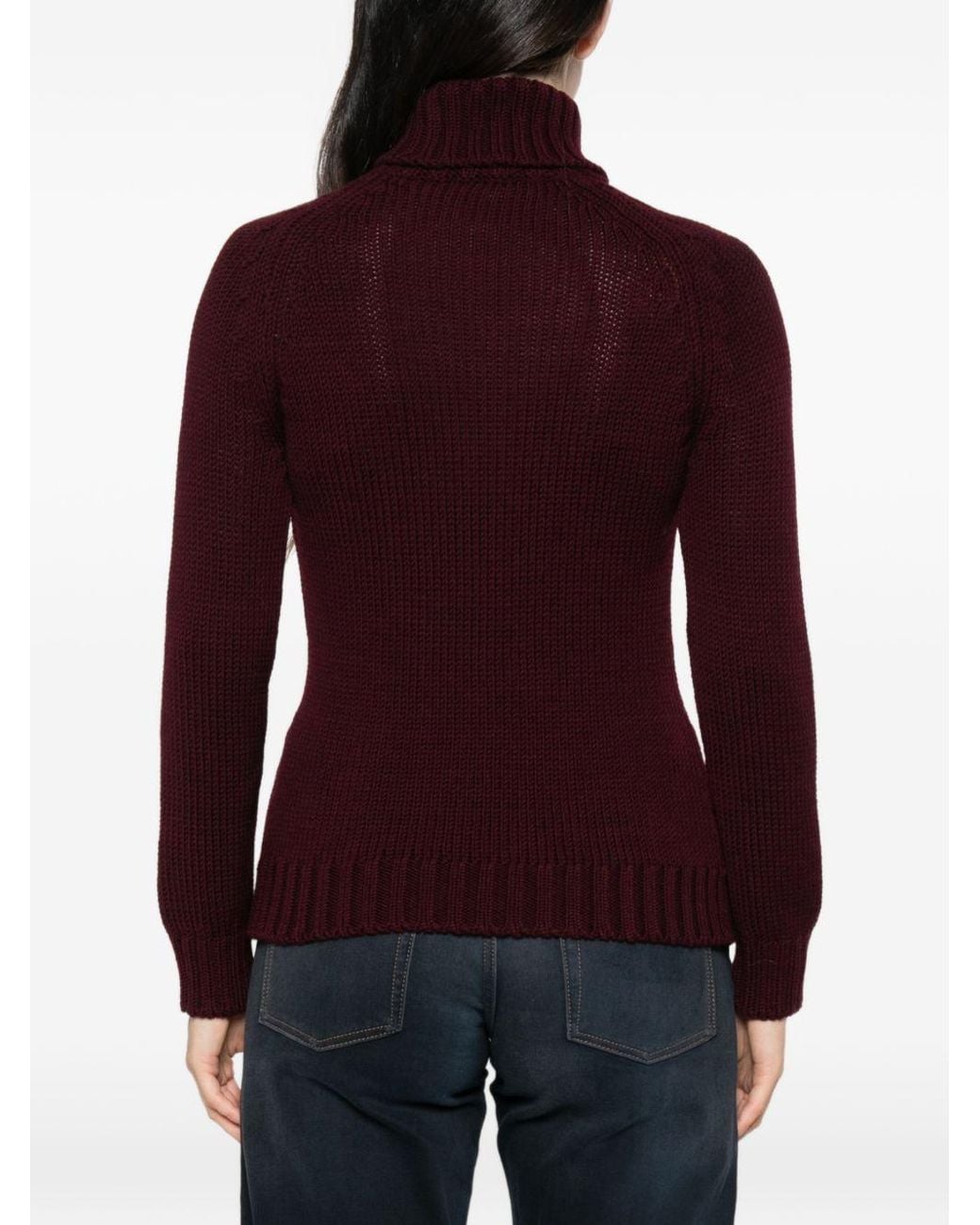Baserange Purple Ribbed Roll-Neck Sweater