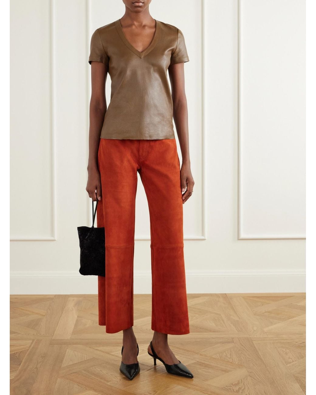 Stouls Orange Lilou Suede Wide-Leg Pants