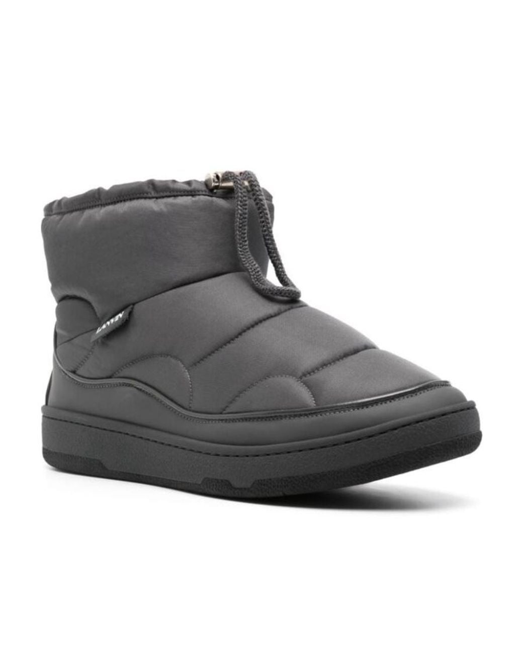 Lanvin Black Quilted Padded Drawstring Ankle Boots for men