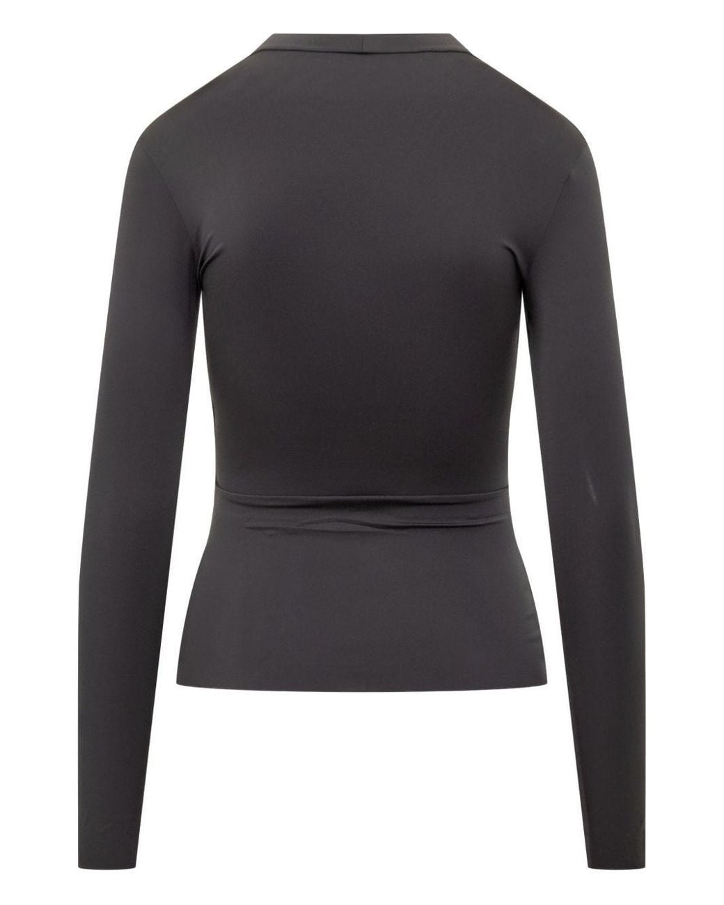 MARINE SERRE Black Moon Logo Strass Jersey Ls Highneck Top