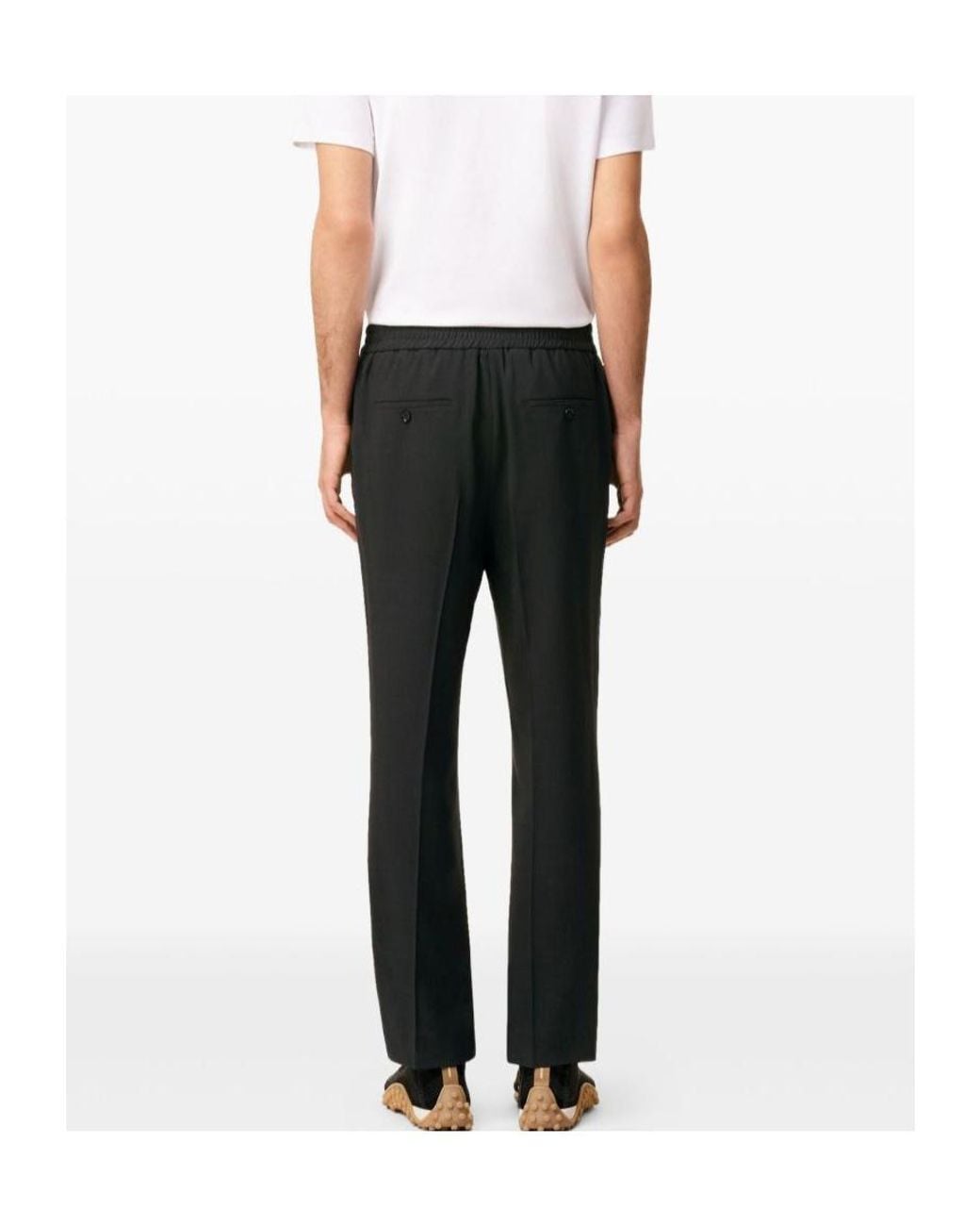 AMI Black Elasticated Waist Straight-Leg Trousers for men