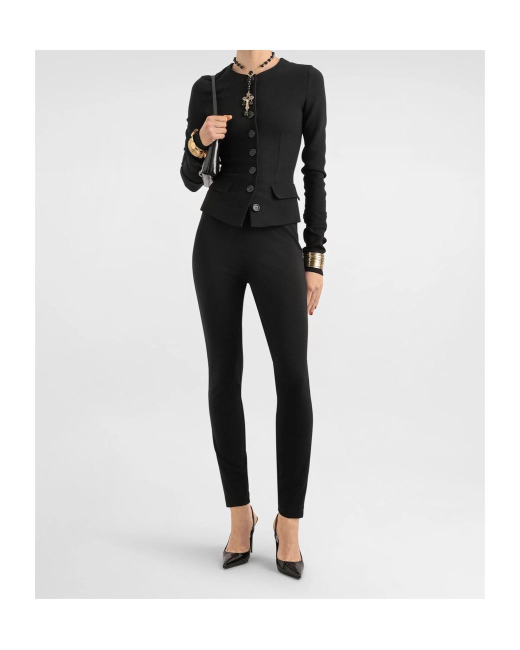 Dolce & Gabbana Black High-Rise Leggings Pants