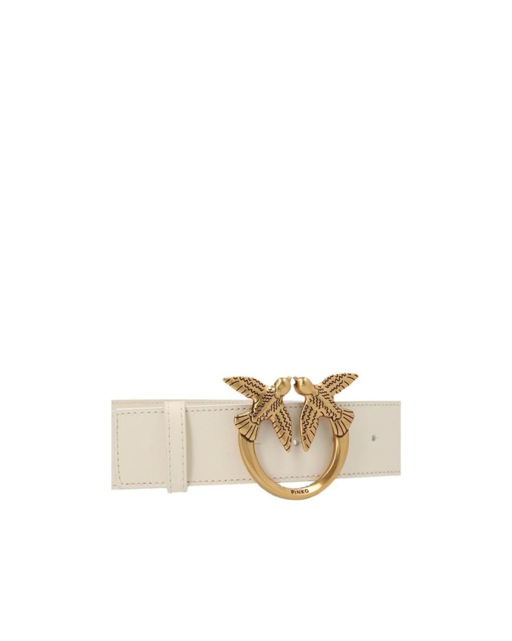 Pinko White Logo Plaque Buckle Belt