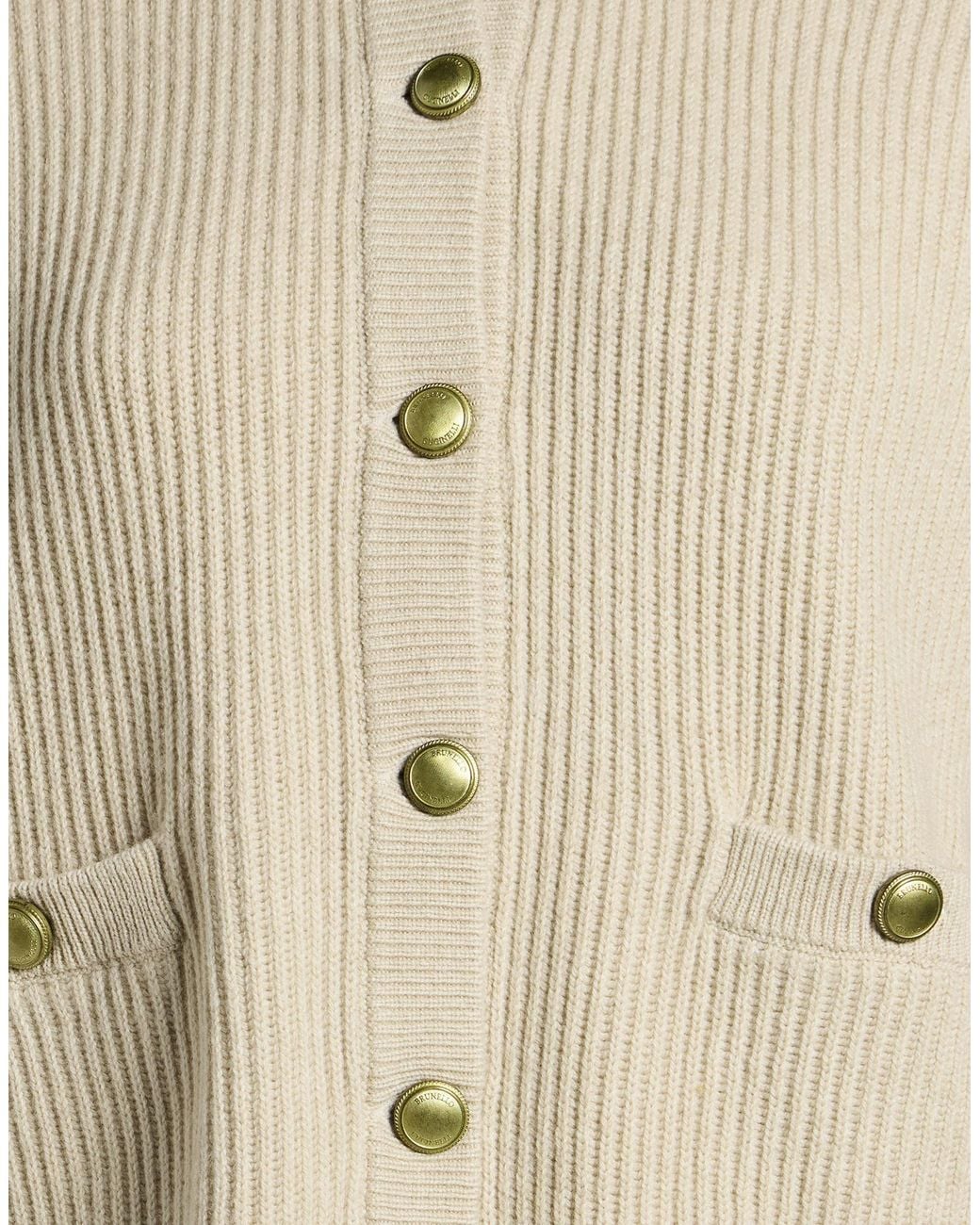 Brunello Cucinelli Natural Sand Cardigan Virgin Wool, Cashmere, Silk
