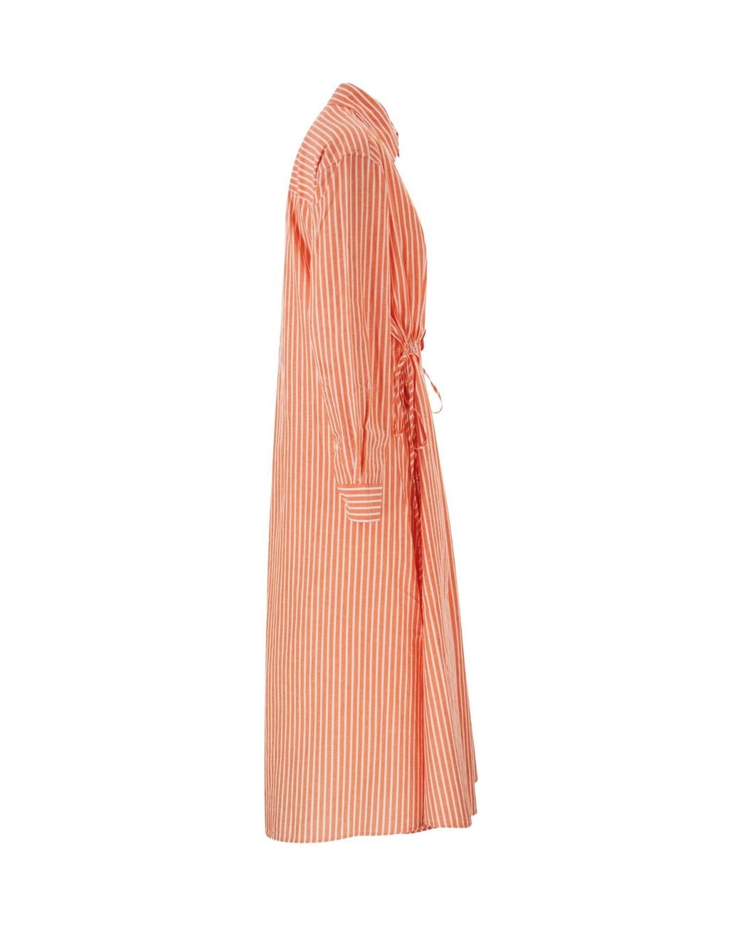 Polo Ralph Lauren Orange Striped Linen Cotton Shirt Dress With Drawstring