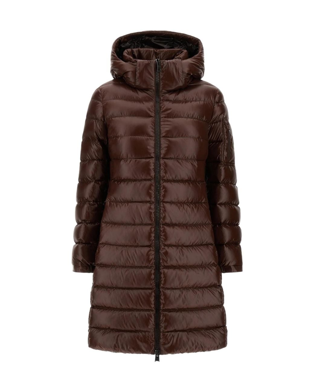 Herno Brown Glossy Hooded Oversized Jacket