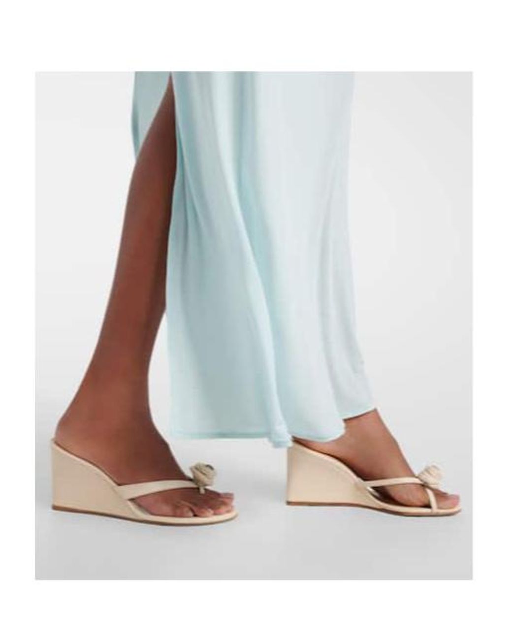 Magda Butrym Natural Floral-Appliqué Leather Wedge Sandals