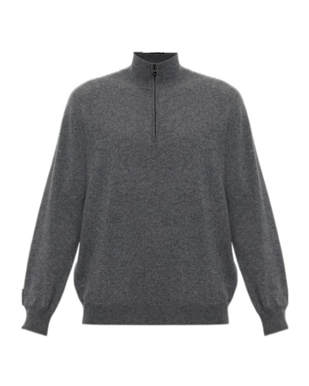 Lisa Yang Gray Augustus Half-Zip Knitted Sweater for men