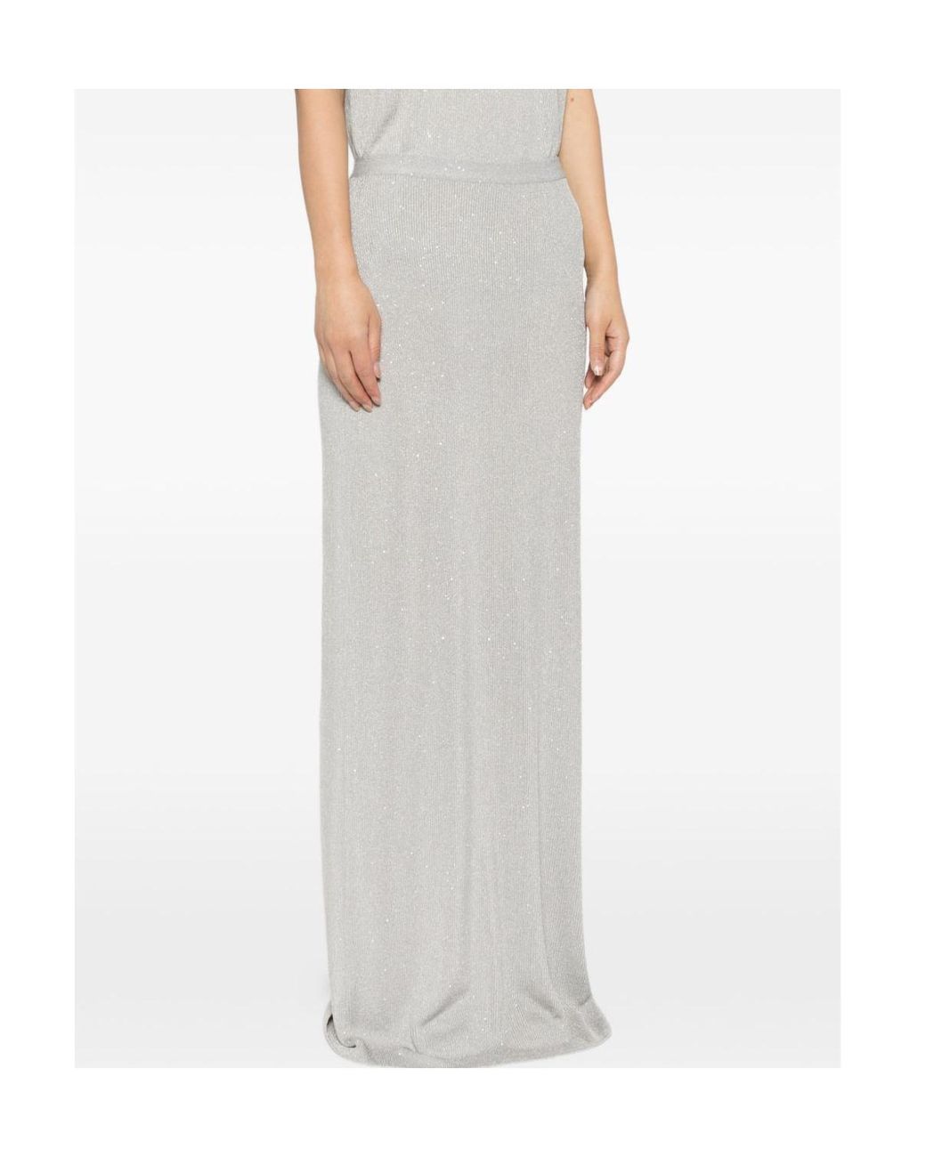Tom Ford White Sequin-Embellished Ribbed Skirt