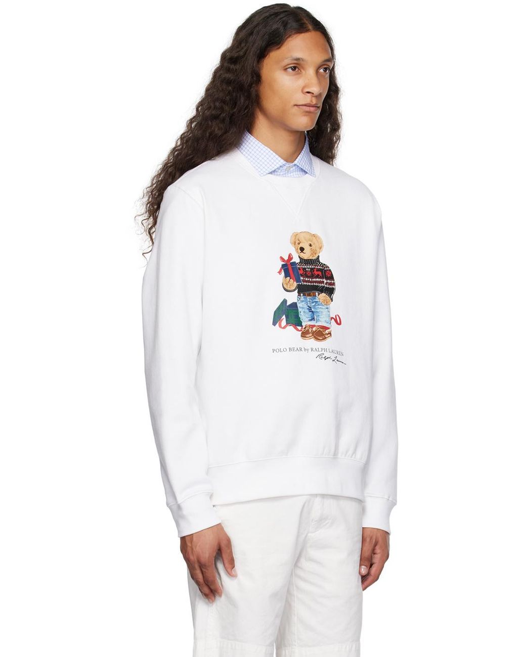 Polo Ralph Lauren White Teddy-Bear Print Jersey Sweatshirt for men