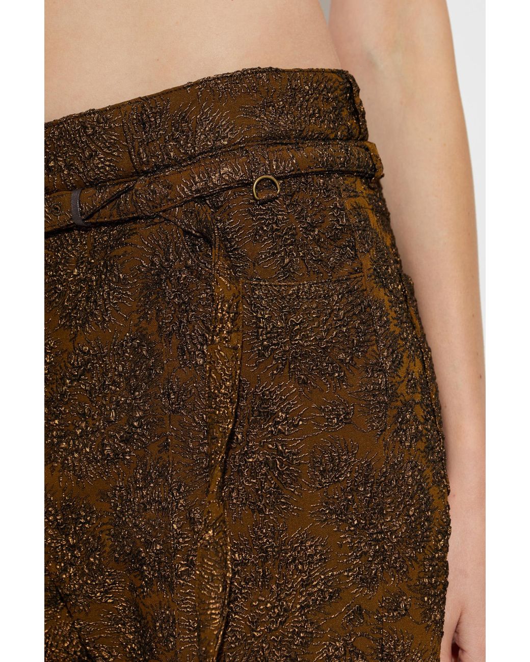 Dries Van Noten Brown Slim-Leg Jacquard Pants